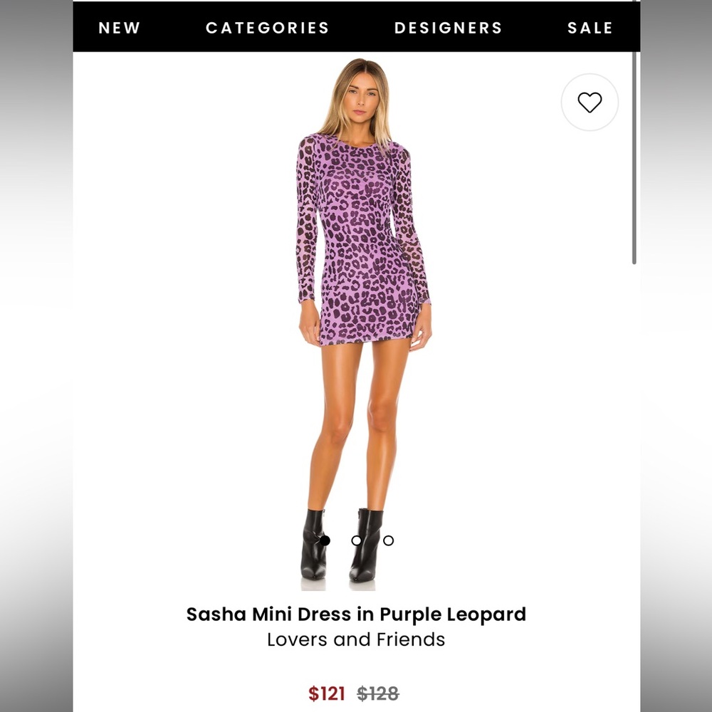 Sasha mini dress in purple leopard lovers and friends size small